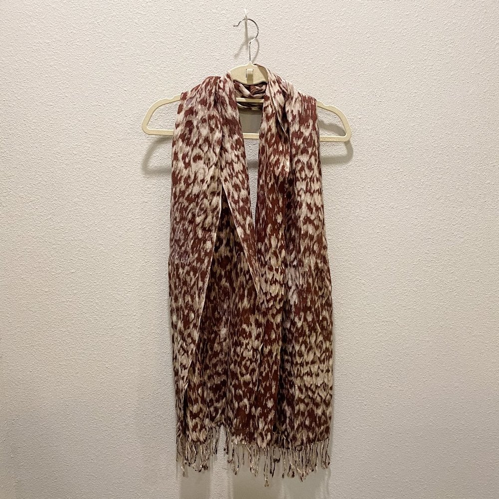 J.CREW Fringe Scarf Purple Leopard Print